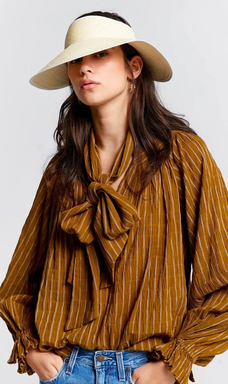 Karen Walker | Ornamental Blouse - Stripe Khaki 1 Karen Walker | Ornamental Blouse - Stripe Khaki