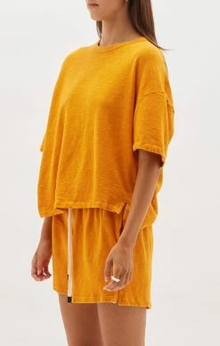 Bassike | Slouch Rib Htg T.shirt - Tangerine -Acler Shop unnamed 10