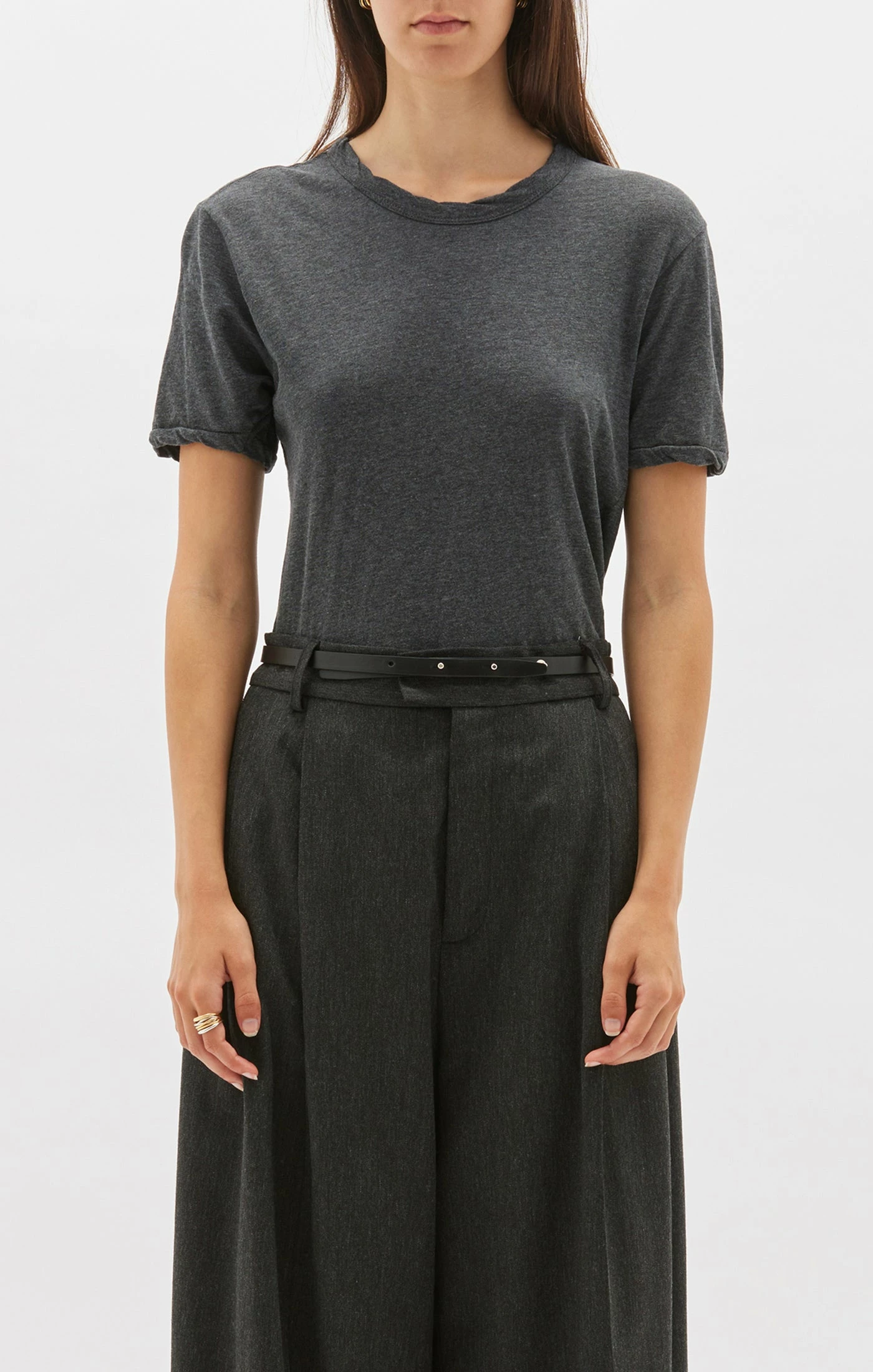 Bassike | Slim Heritage S/s T.Shirt - Charcoal Marl 1 Bassike | Slim Heritage S/s T.Shirt - Charcoal Marl