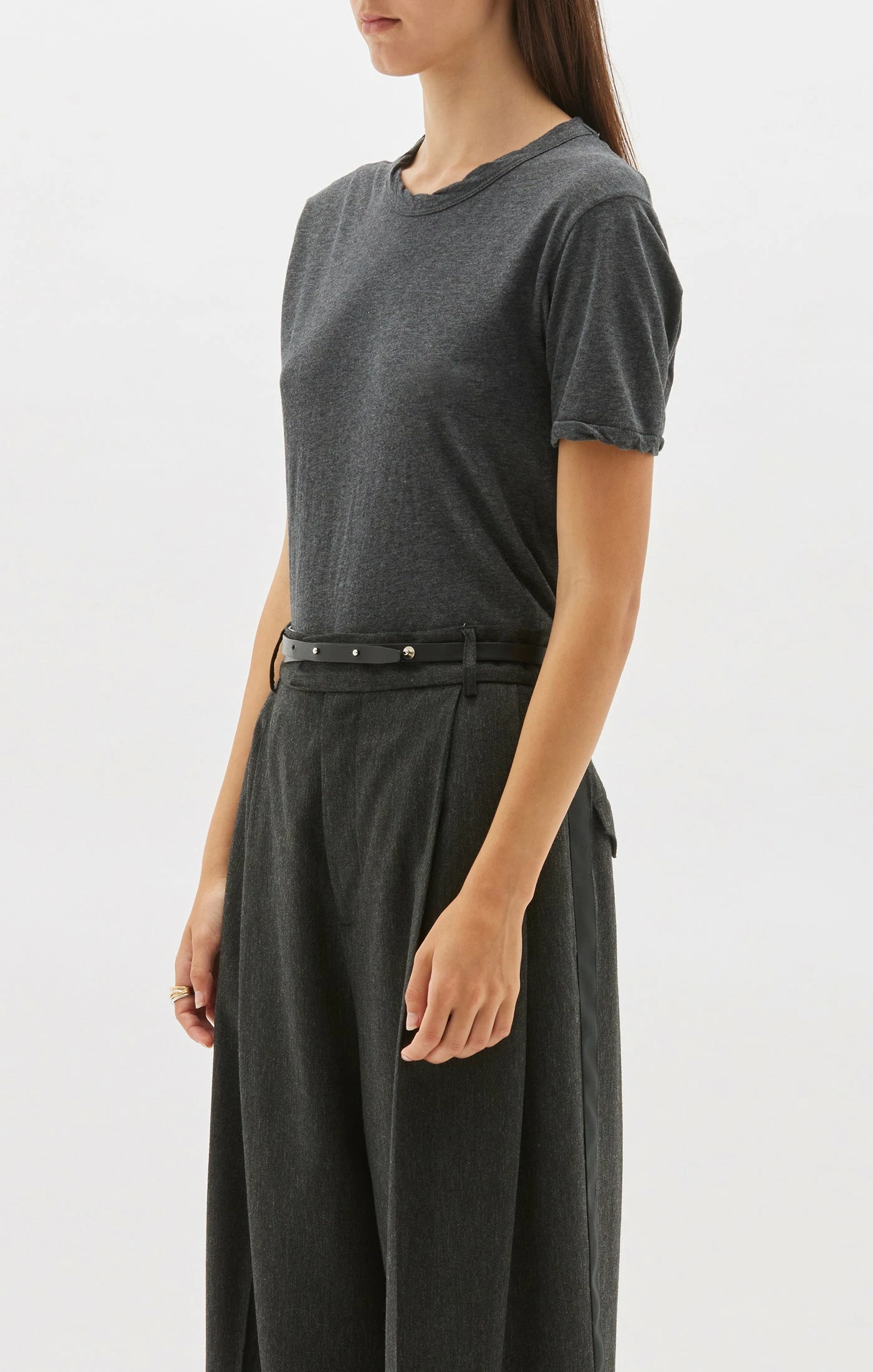 Bassike | Slim Heritage S/s T.Shirt - Charcoal Marl 4 Bassike | Slim Heritage S/s T.Shirt - Charcoal Marl - Image 4