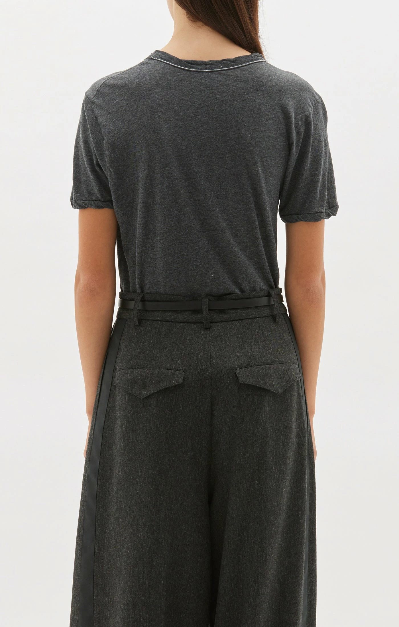 Bassike | Slim Heritage S/s T.Shirt - Charcoal Marl 3 Bassike | Slim Heritage S/s T.Shirt - Charcoal Marl - Image 3