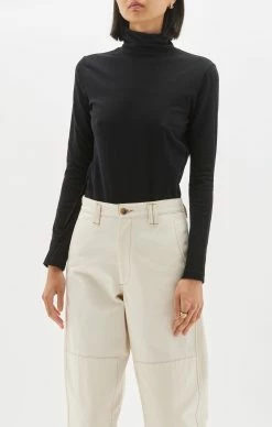 Bassike | Slim Roll Neck L/S T.Shirt - Black -Acler Shop unnamed 38