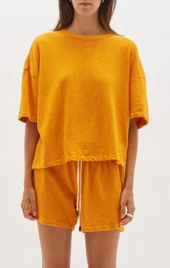 Bassike | Slouch Rib Htg T.shirt - Tangerine -Acler Shop unnamed 9