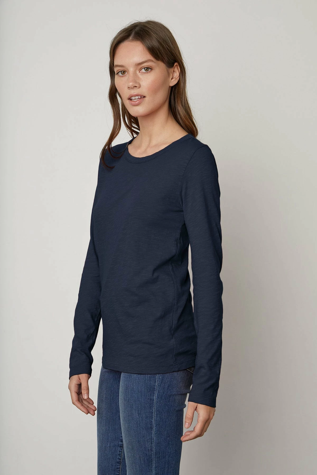 Velvet | Lizzie Original Slub Long Sleeve Tee - Blue Chip 2 Velvet | Lizzie Original Slub Long Sleeve Tee - Blue Chip - Image 2