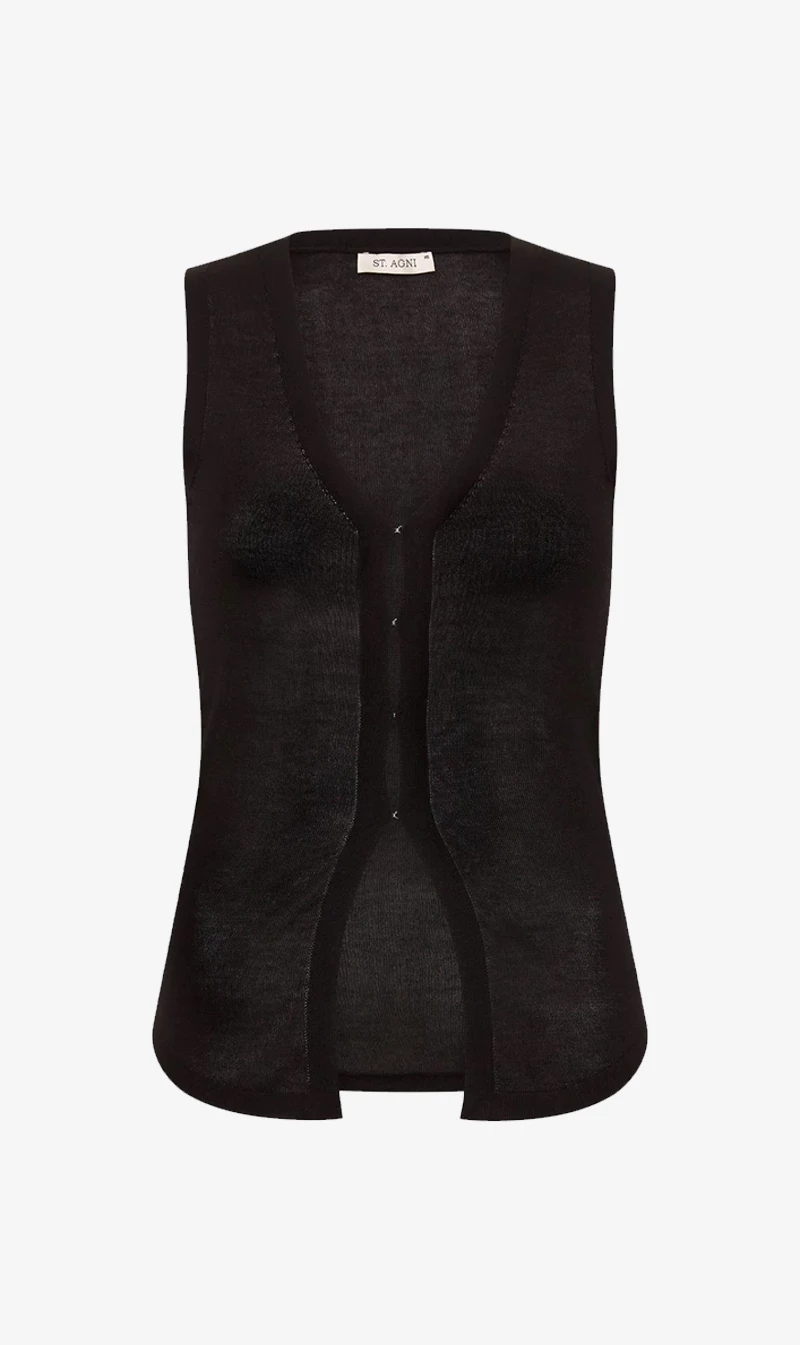 ST AGNI St. Agni | Fine Knit Vest - Black 1 ST AGNI St. Agni | Fine Knit Vest - Black