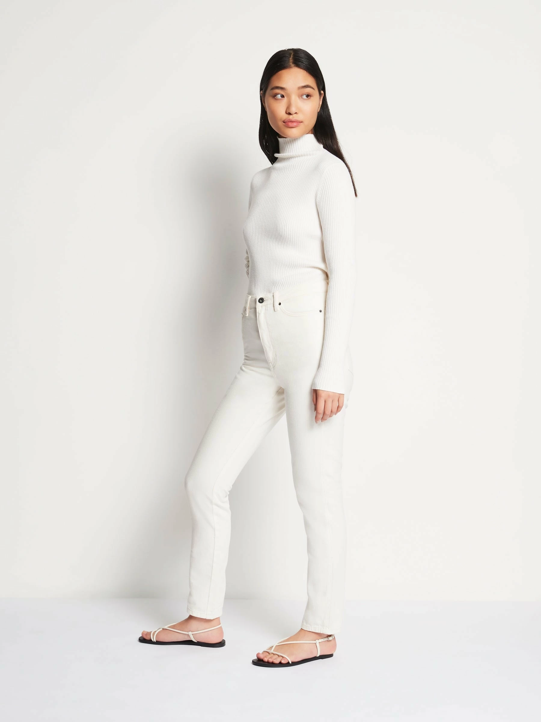 Juliette Hogan | Lounge Rib Polo Long Sleeve - Snow 4 Juliette Hogan | Lounge Rib Polo Long Sleeve - Snow - Image 4